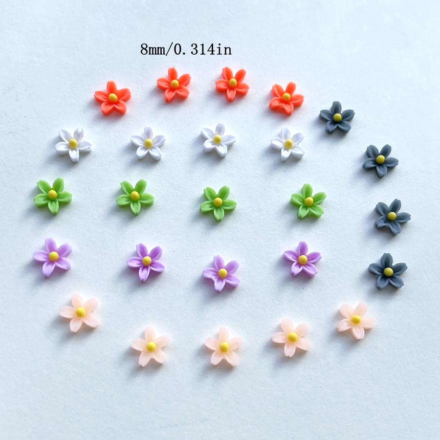 100 Pieces Mixed 8mm Mini Flower Resin Scrapbook Decoration Suitable for Diy Jeweled Hair Accessories