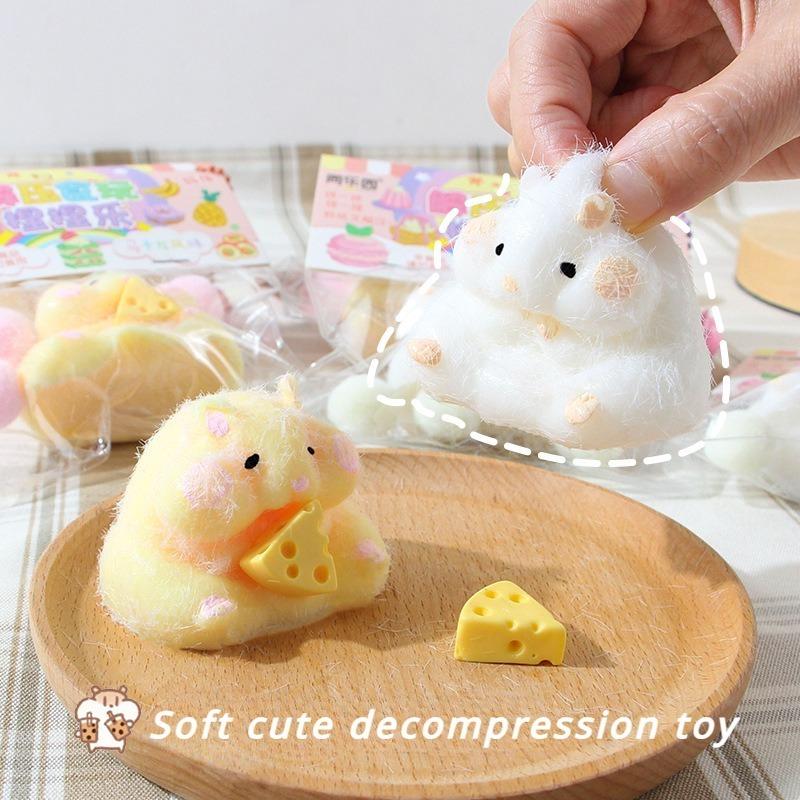 Fascinating Cartoon Cute Hamster Waffles Paws Squeeze Toy Silicone Pinch TPR Soft Decompression Stress Toy for Kids Gift Squishy