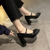 Mary Jane High Heels Women's Spring and Autumn New Waterproof Table Japanese One-word Buckle Strap Single Shoes