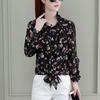 Women Elegant Print Chiffon Blouse Spring Summer Casual Long Sleeve Loose Shirt Office Lady Sweet Tops