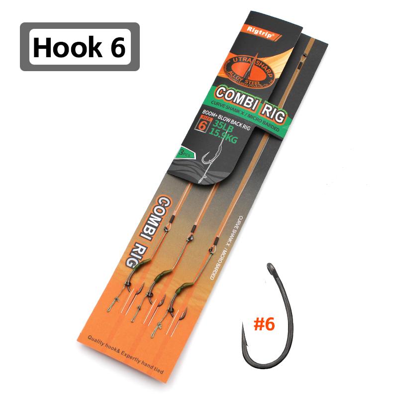3pcs/pack Carp Fishing Combi Rig Hook Size 2 4 6 Hair Rigs With Booms Loop 35lb/15.9kg For Carp Fishing Tackle Accessories