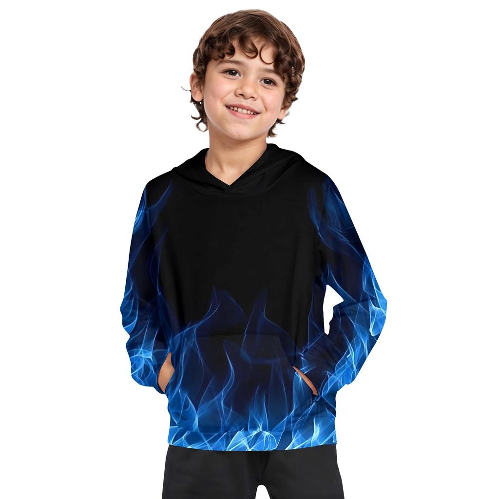 Boys Casual Fashion Long Sleeve Hooded Pocket Sweatshirt