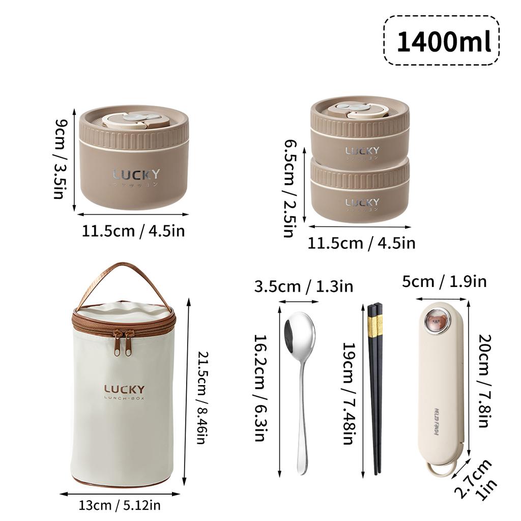 WORTHBUY Portable Sealed Thermal Lunch Box For Kids Stackable Microwave 304 Stainless Steel Bento Box Insulated Food Container