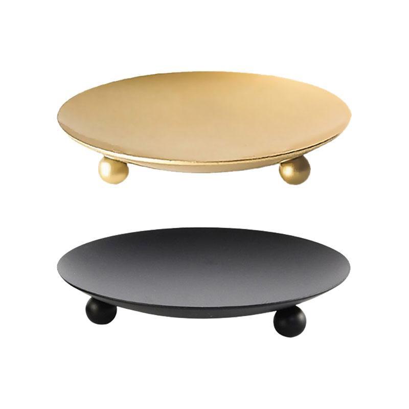1PC Iron Plate Candle Holder Decorative Pillar Candle Plate Pedestal Candle Stand for Wax Candles Spa Wedding Birthdays Party