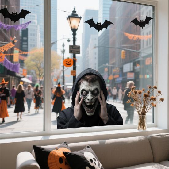 Funny Scary Peeper Creeper Sticker Scary Window Decals Realistic Halloween Window Sticker Static Cling Prank Gifts