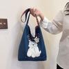 2025 New Underarm Shoulder Bag Cute Puppy Canvas Bag Female Retro Denim Bag Student Class Bag
