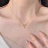 S925 Sterling Silver Bow Diamond-Studded Necklace Female Japanese Minority Design Light Luxury All-Match Clavicle Chain