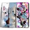 Fashion Painted Pattern Cover Lanyard Flip Leather Case For iPhone Samsung Huawei Honor Xiaomi Redmi OPPO Realme Moto Asus