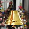 Рождественский золотой металлический колокольчик с деревянной ручкой - Праздничные украшения