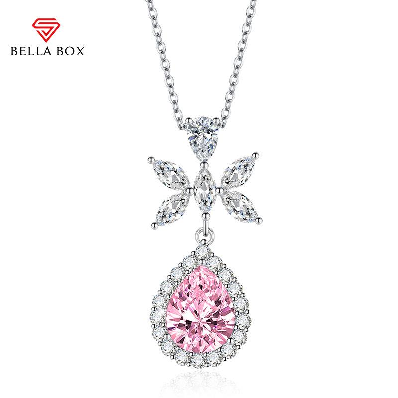 BELLA BOX Paraiba Pear Shape Pendant Necklace Multiple Colour Fashion Wedding Engagement Jewelry