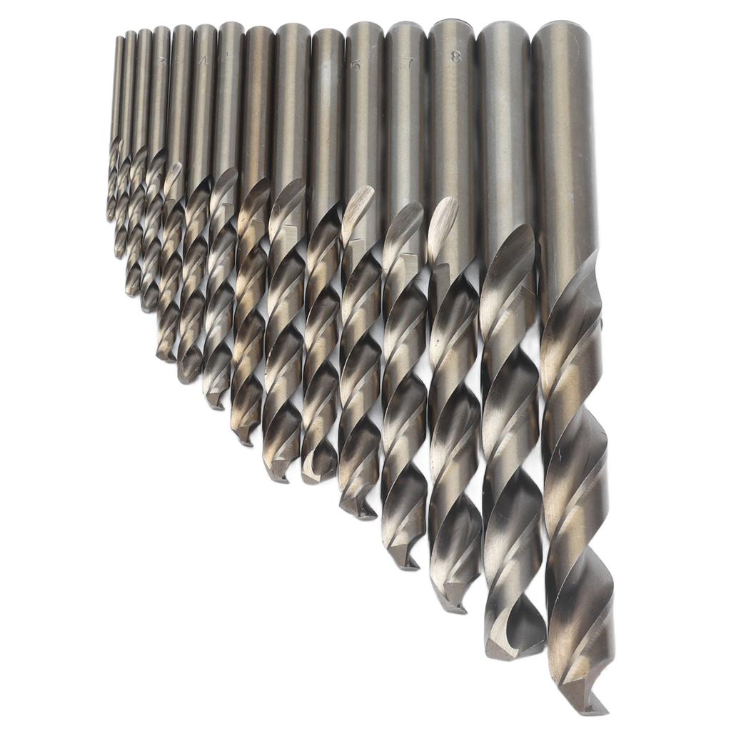 15Pcs Twist Drill Bit 135 Degrees Oxidized Gold Cobalt Drills Bits Set for Cutting Hard Metals