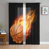 Comic Cartoon Basketball Sheer Curtain for Bedroom Tulle Voile Curtain for Kitchen Living Room Decor Window Treatment