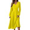 Women's Autumn And Winter Casual Fashion V-neck Long Sleeve Solid Color Long Dress