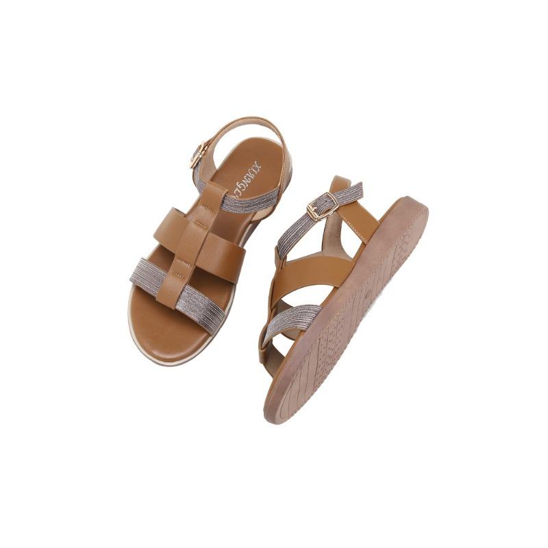 Fashion Roman Shoes Hollowed Out Beach Rhinestones with Open-toed Flat Sandals