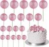 20 Pcs Mini Balloon Cake Topper Decorations with Gold Balls On Sticks - Cake Picks for Birthday, Wedding, and Party Decorations