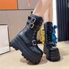 Fashion 9CM Chunky Platform Ankle Boots Women 2025 New Autumn Winter Motorcycle Boots Woman Thick Bottom Non Slip Leather Combat Boots