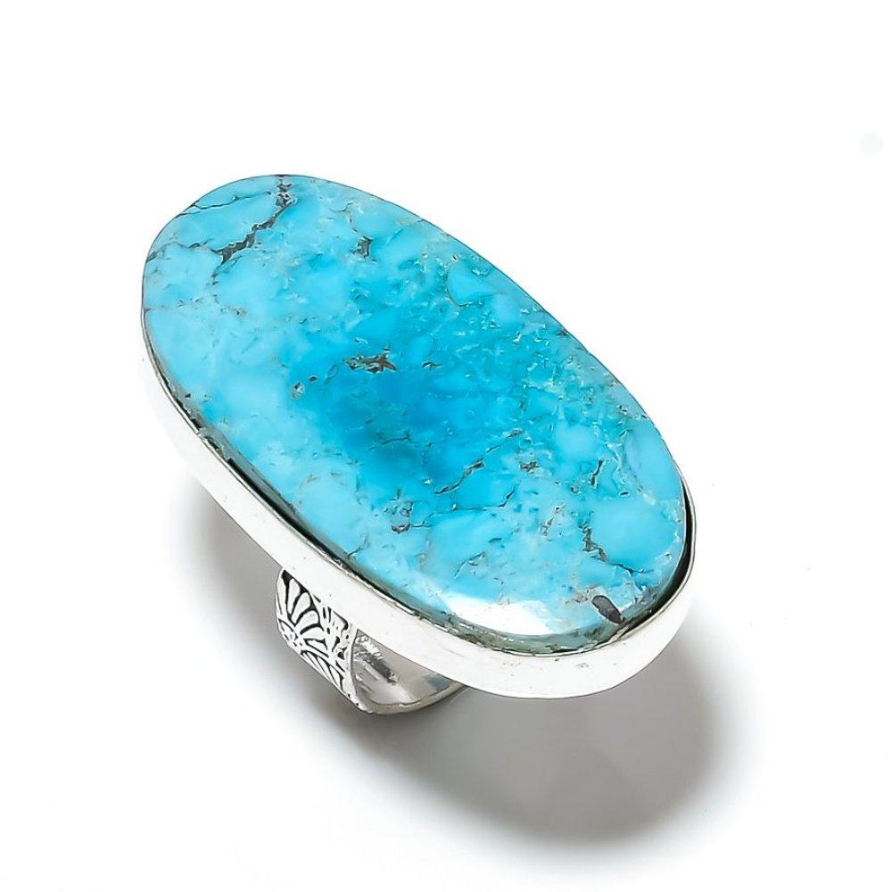 Natural Tibetan Turquoise Gemstone 925 Sterling Silver Gift Ring Size 8 z2V14