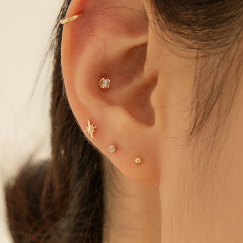 LUNNE 14k Dium 3-Prong Piercing (14k Gold) #LFPI23