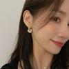 Elegant Fashion Popular In Celebrity Style Sweet Pearl Peach Heart Love Dangle Earrings for Women Jewelry Accessories Gifts