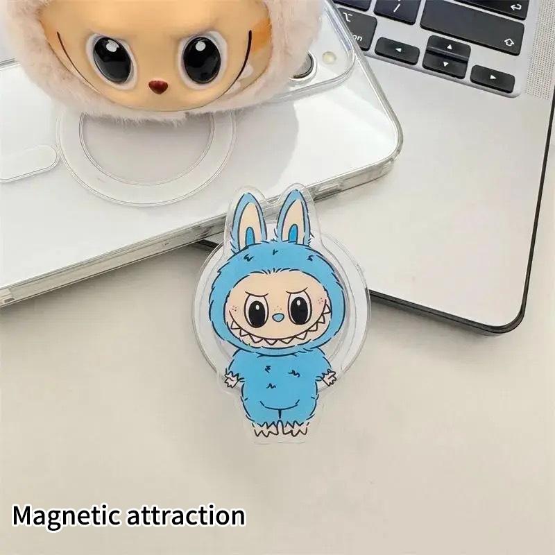 Cute Labubu Phone Grip Cartoon Magnetic Phone Holder Supports Smart Tok Kawaii Portable Folding Phone Holder Stand