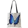 Butterfly Animal Cat Print Tote Shoulder Bag For Women Shopping Reusable Bags For Groceries Folding Travel School Beach Bags