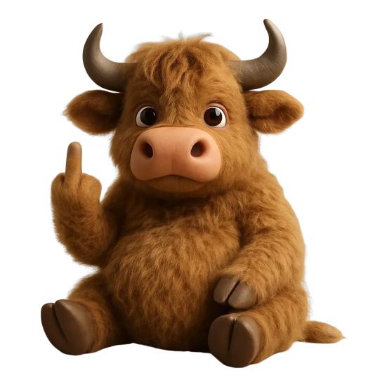 Flip-off Animal Doll Middle Finger Highland Cow Plush Toy Stuffed Sassy Panda Cat Dog Collectible for Home Office Desktop Decor