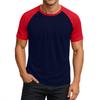 Men's Round Neck Contrast Color Raglan Short Sleeve Top T-shirt