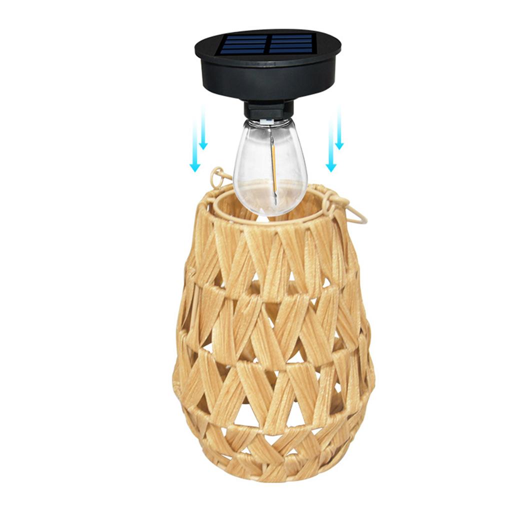 LED Lamps Rattan Hand-Woven Lanterns Woven Lanterns Solar Outdoor Patio Lights