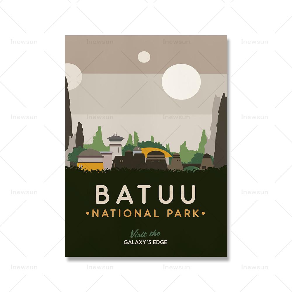 Planet Poster Galaxy Star Attraction Canvas Painting Tatooine Endor Gift Wall Art Retro Space Landscape Print Picture Room Decor