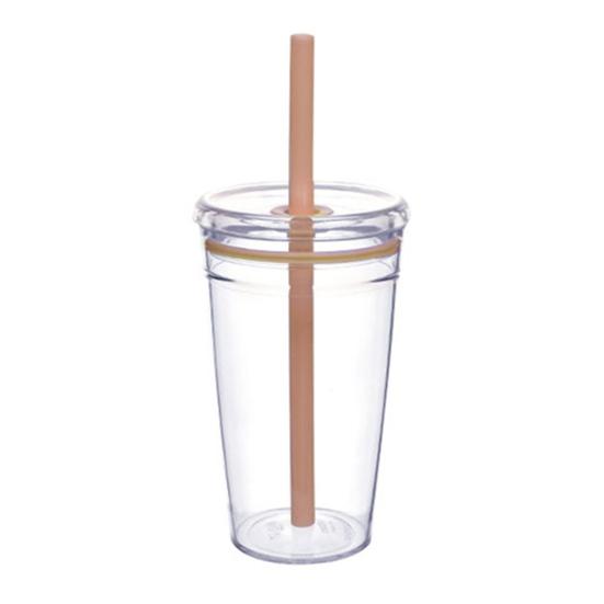 Transparent Tritan Straw Tumbler 16oz Colorful Coffee Cup with Lid Cute Leak-Proof Sippy Cup for Iced Coffee Tea Juice Milk