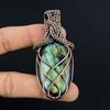 Labradorite Pendant, Handmade Gemstone 999 Copper Wire Wrapped Pendant Antique Jewelry, For Gift Silver Jewelry