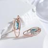 Double Oval Gold Silver Color Dangle Blue Zircon Women Earrings Personality Party Jewelry Modern Trendy Accessories