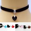 Newest Retro Gothic Handmade Shiny Love Heart Rhinestone Pendant Choker Short Necklace