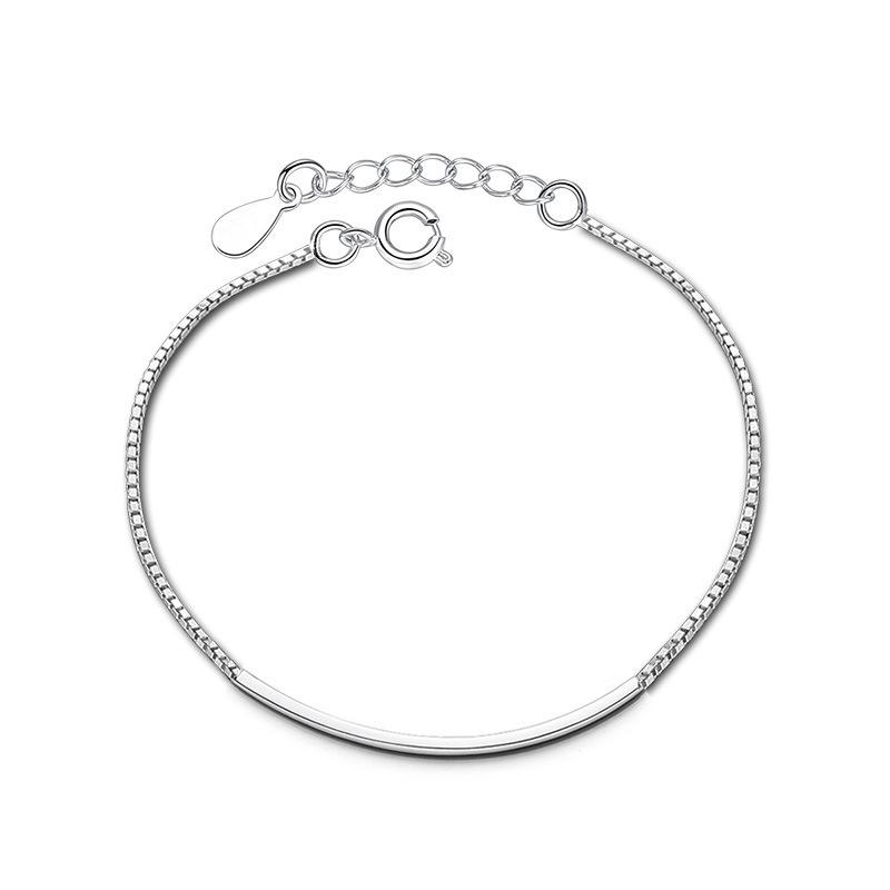 Bracelet Accessory Horizontal Tube Elbow Box Chain Bracelet Women's Simple All-Match Silver Accessories Silver-Plated Bracelet