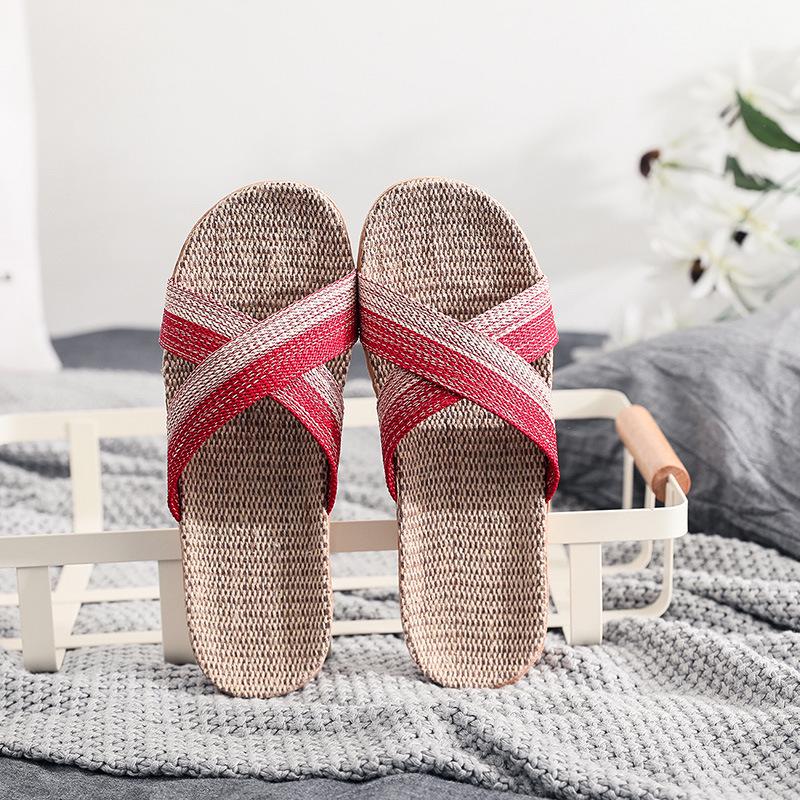 Summer Indoor Non-Slip Linen Slippers: Soft, Silent Sandals for Men and Women