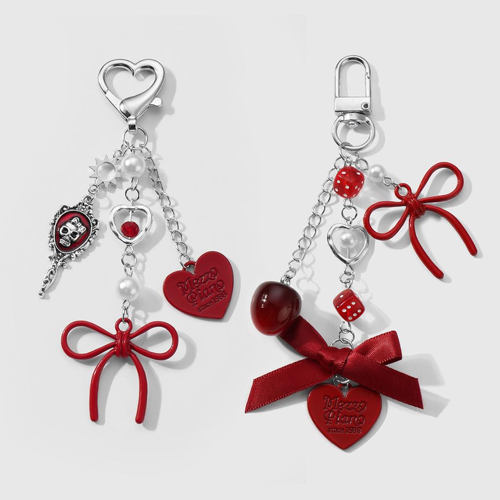 Stylish Skull Bows Keychain Bag Charm Sweet Edgy Design Metal Bag Accessory For Backpack Purse Gift