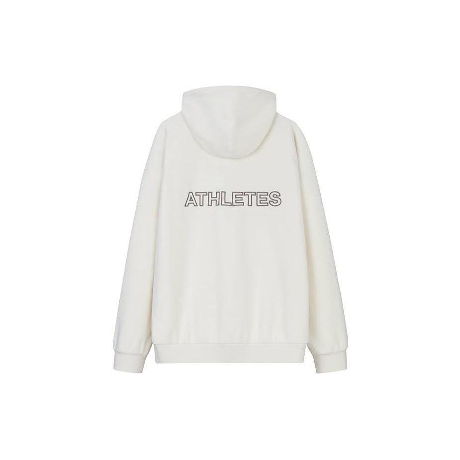 Anta Lifestyle Series Letter Zipper Hooded Fleece Jacket Unisex Jacket Beige 972338706-1