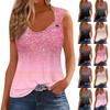 Womens Tank Top V Neck Basic Printed Casual Flowy Summer Sleeveless Deep Side Cut Tops For Women