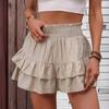 Женские шорты с высокой талией, многослойные оборки, широкие повседневные юбки, шорты, однотонные, для работы, отдыха, пляжа
