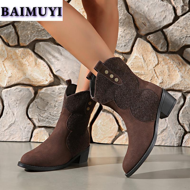 Женские ботильоны на среднем каблуке, модные дизайнерские новые повседневные ботинки челси на толстом каблуке, туфли-гладиаторы, зимние замшевые женские ботинки 2025 года