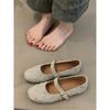 Temperament Rivet One-word Belt Single Shoes Women's Spring and Autumn Soft-soled Flat-soled Grandma Shoes Doudou Shoes Ladyshoes