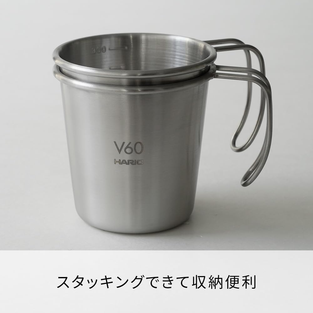 Hario V60 Metal Stacking Mug 300ml Silver O-VSM-30-HSV