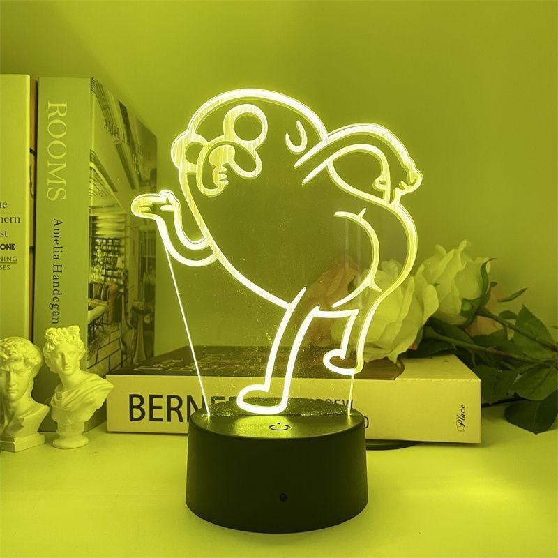 Jake Adventure Time The Dog Bend Over Figure 3d Night Light Acrylic Panel Base