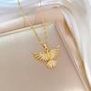 Stainless Steel Phoenix Wings Necklace Golden Stainless Steel Pendant Necklace Woman