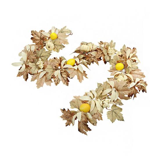 Artificial Maple Leaf Garland 5.7Ft Pumpkin Maple Leaves Vine Thanksgiving Fall Garland for Mantel