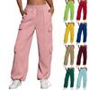 Women's Fashion Sport Solid Color Pocket Casual Sweatpants Pants
