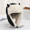 Female Winter Cat's Ears (Steamed Cat-ear Shaped Bread) Lei Feng Hat Plush Thickened Warm Hat Windproof Outdoor Riding Ear Cap