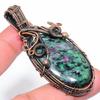 Ruby In Zoisite  Handmade Copper Wire Wrap Jewelry Pendant 2.76" Q6O88