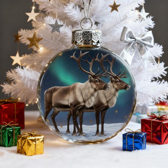 The Reindeer Family Christmas Ball Funny 3D Reindeer Hanging Decoration Plastic Christmas Ball Winter Ornaments for Xmas Tree Indoor Home Decor