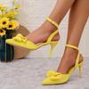 Women's Shoes 2025 Summer New Temperament Pointed Bow Versatile Hollow High Heel Single Shoes